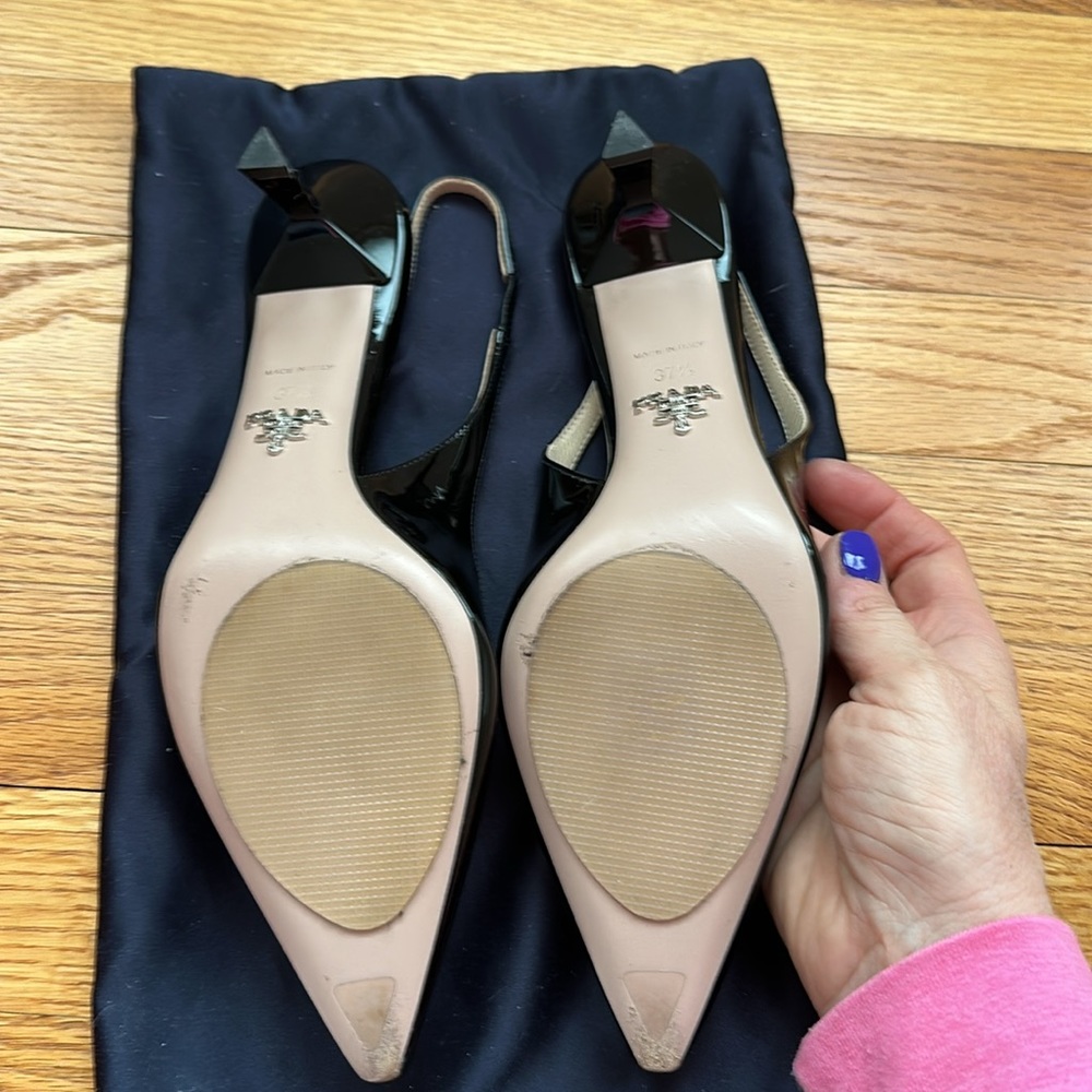 Worn once stylish Prada slingbacks - size 37.5 but fit size 8 US ( I am size 8) - Picture 3 of 4